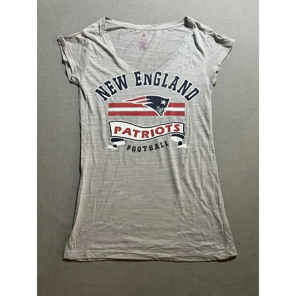 New England Patriots Shirt Teens Large Gray Gray Short‎ Sleeve Tee Girls New.